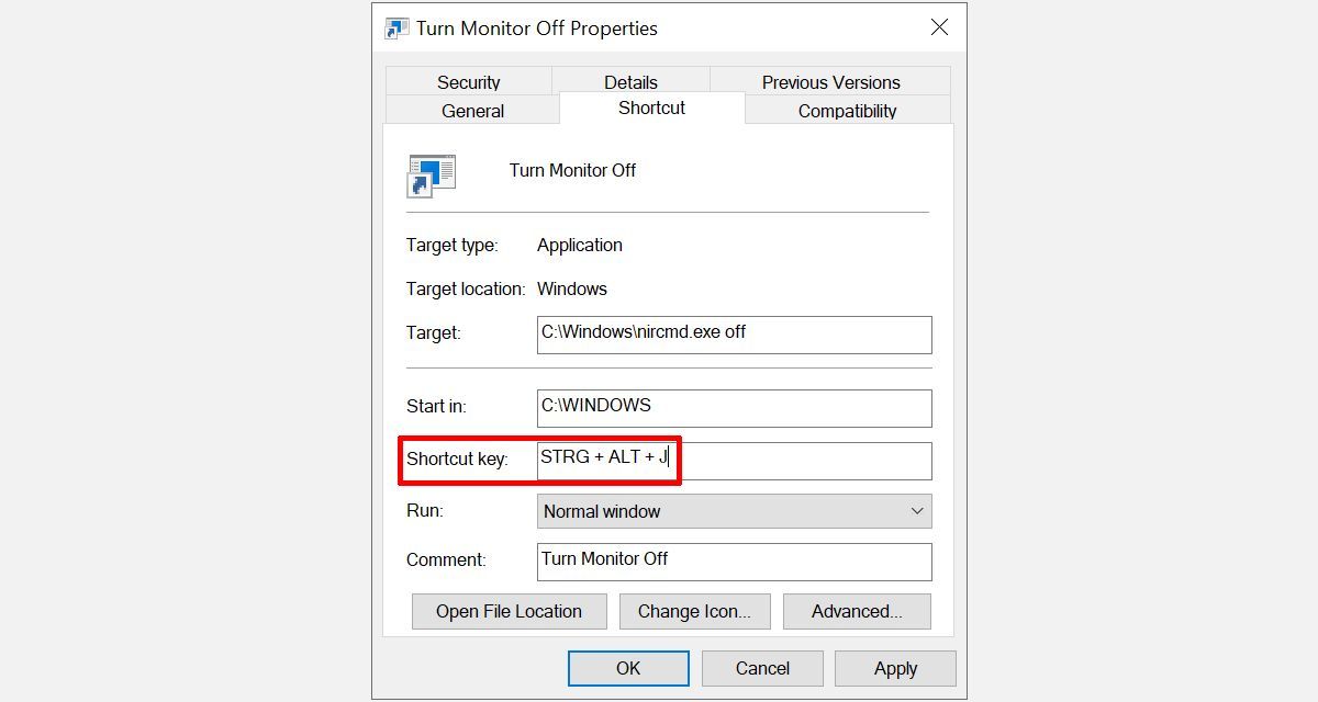 Windows 10 Creación de una tecla de acceso directo