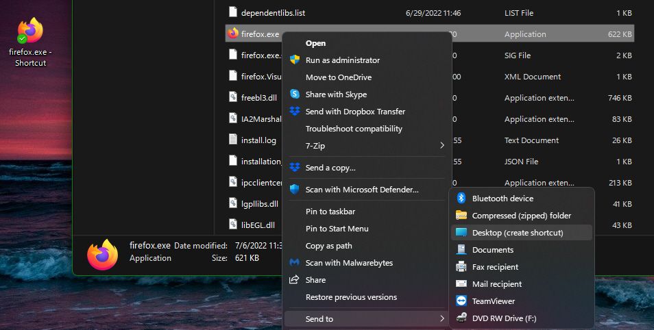 Crear acceso directo del escritorio Windows