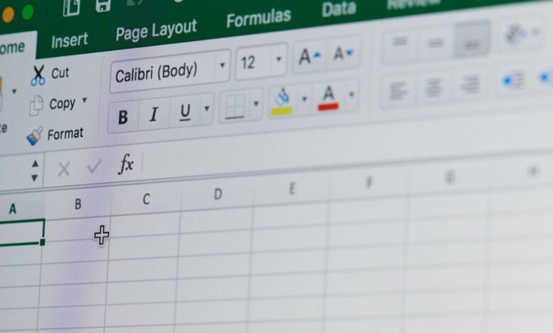 close up of microsoft excel on screen