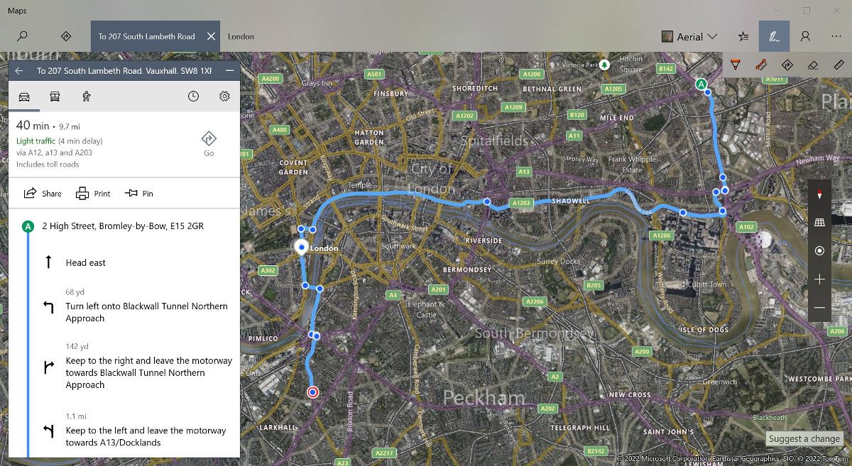Dibujar una ruta en la aplicación WIndows Maps