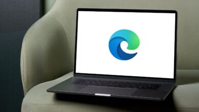 Microsoft Edge browser logo on a laptop screen