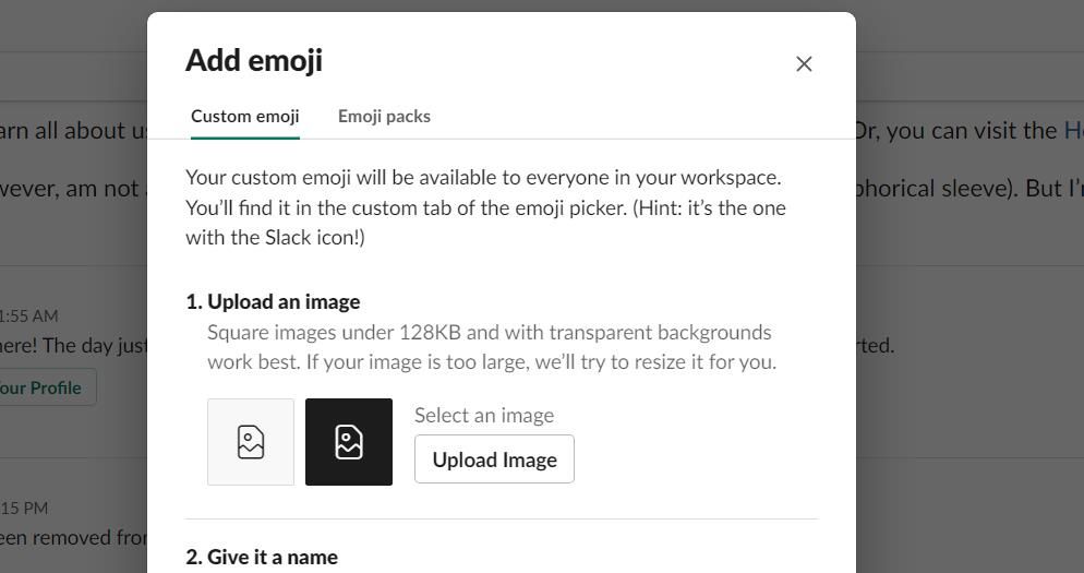 Opciones de emojis personalizados de Slack