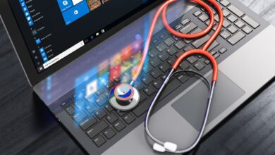 Windows laptop with stethoscope