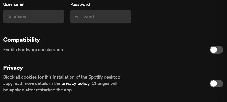 Desactivar la aceleración de hardware en Spotify.