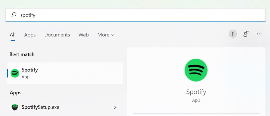 Spotify en Windows Resultados de la búsqueda.