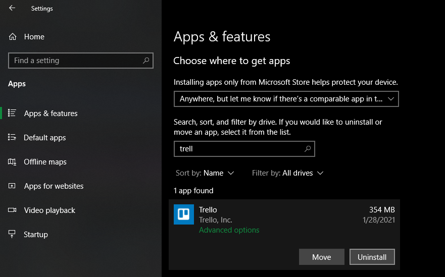 Windows 10 Desinstalar la aplicación de la tienda