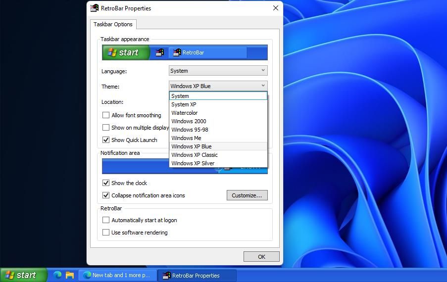 Se almacenan Windows barra de tareas XP