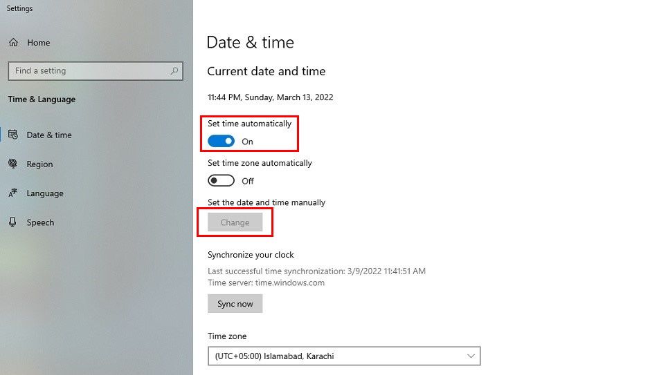 fecha y hora en Windows ajustes