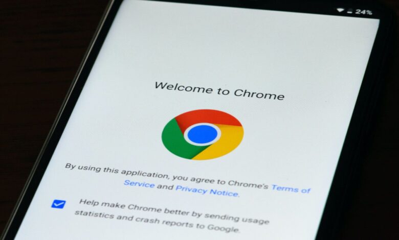 Google Chrome logo on phone screen