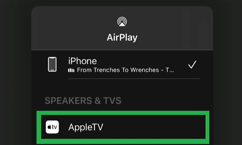 Elegir Apple TV de la lista que se muestra para transmitir House of Dragon en Apple TELEVISOR