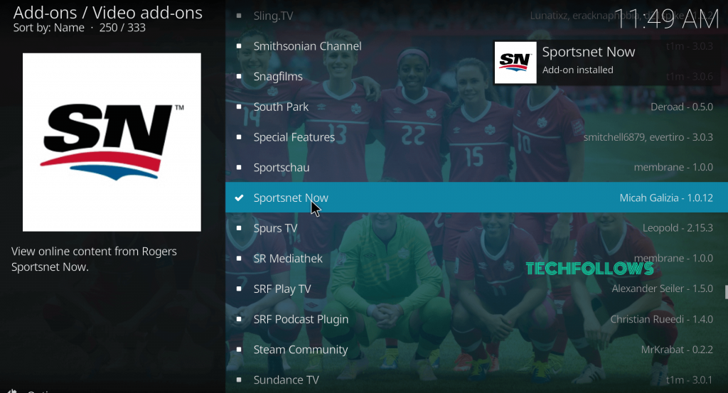 Sportsnet ahora Addon Instalado
