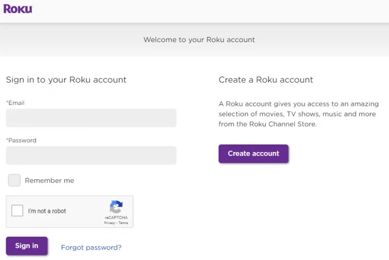 Inicie sesión en la cuenta de Roku en el sitio web de Roku