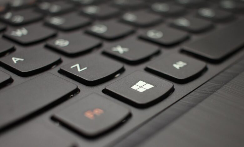 Windows key on a black keyboard