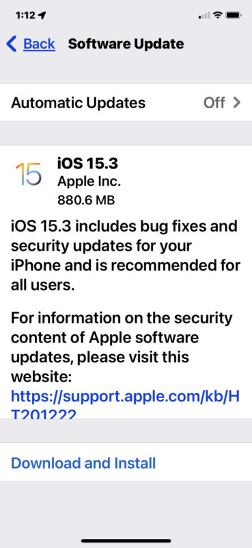 iOS 15.3 actualizar