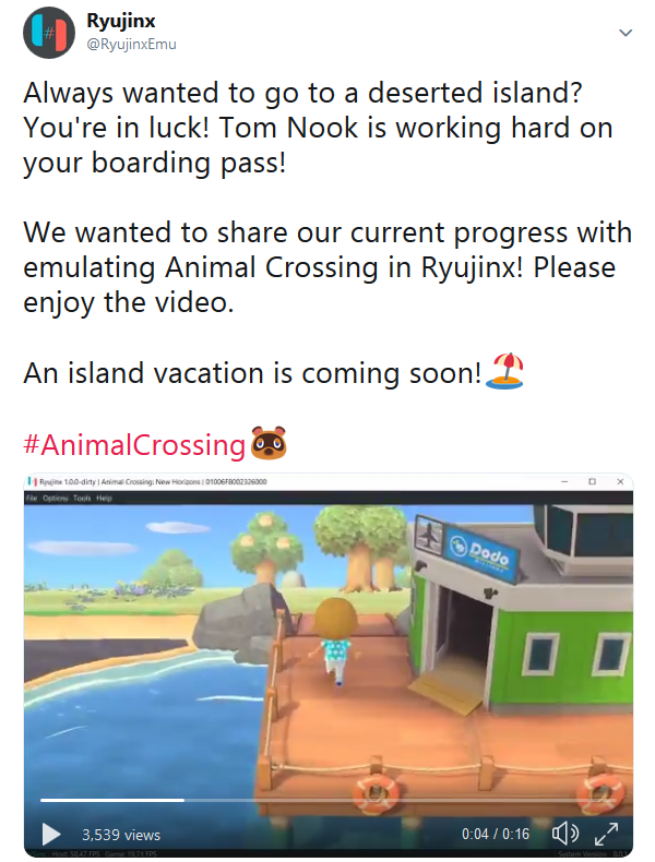Emulation News: Animal Crossing: New Horizons obtiene juegos en Ryujinx y Cemu (Wii U Emulator) 10,17.4 publicado con emulación de tarjeta SD y más