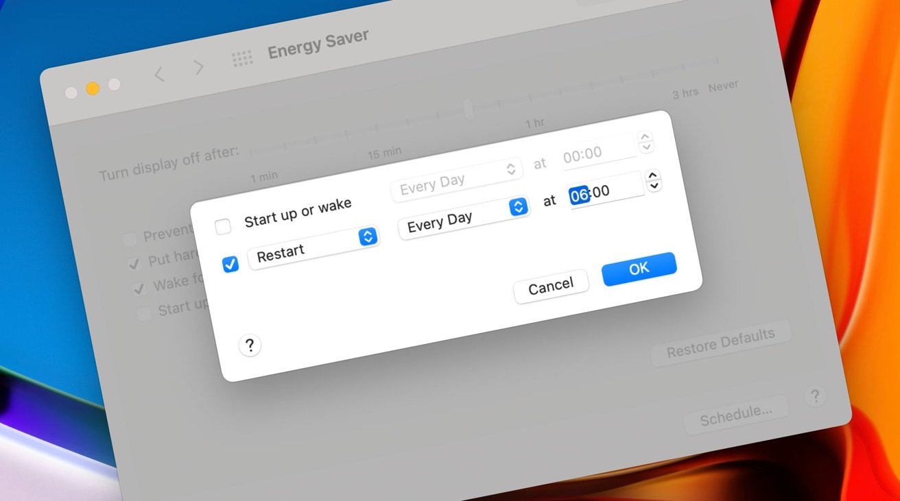 Cómo programar tu Mac para que se reinicie todas las noches