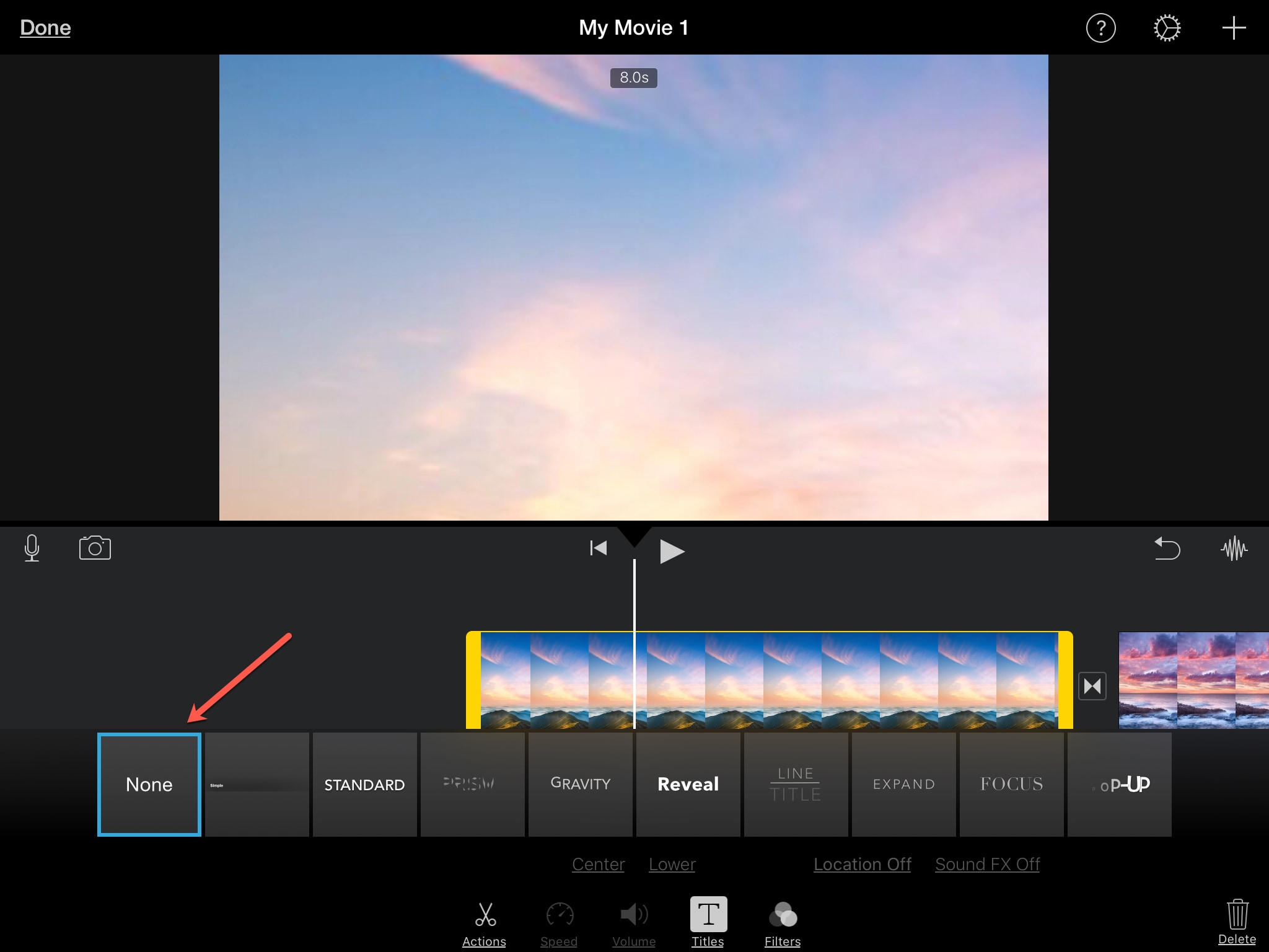 Eliminar título iMovie iPad