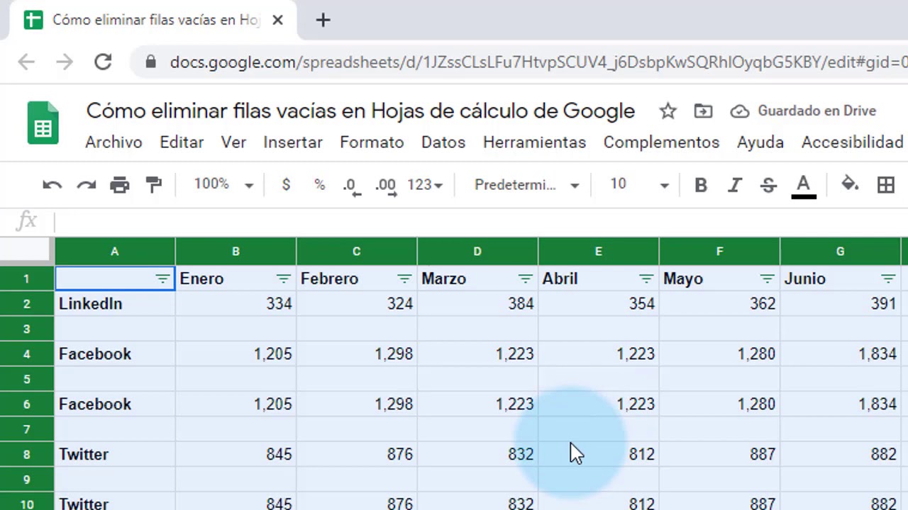 Eliminar celdas en blanco Google Sheets: 7 pasos sencillos para lograrlo