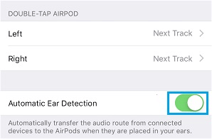 Habilitar la detección automática de oídos para AirPods