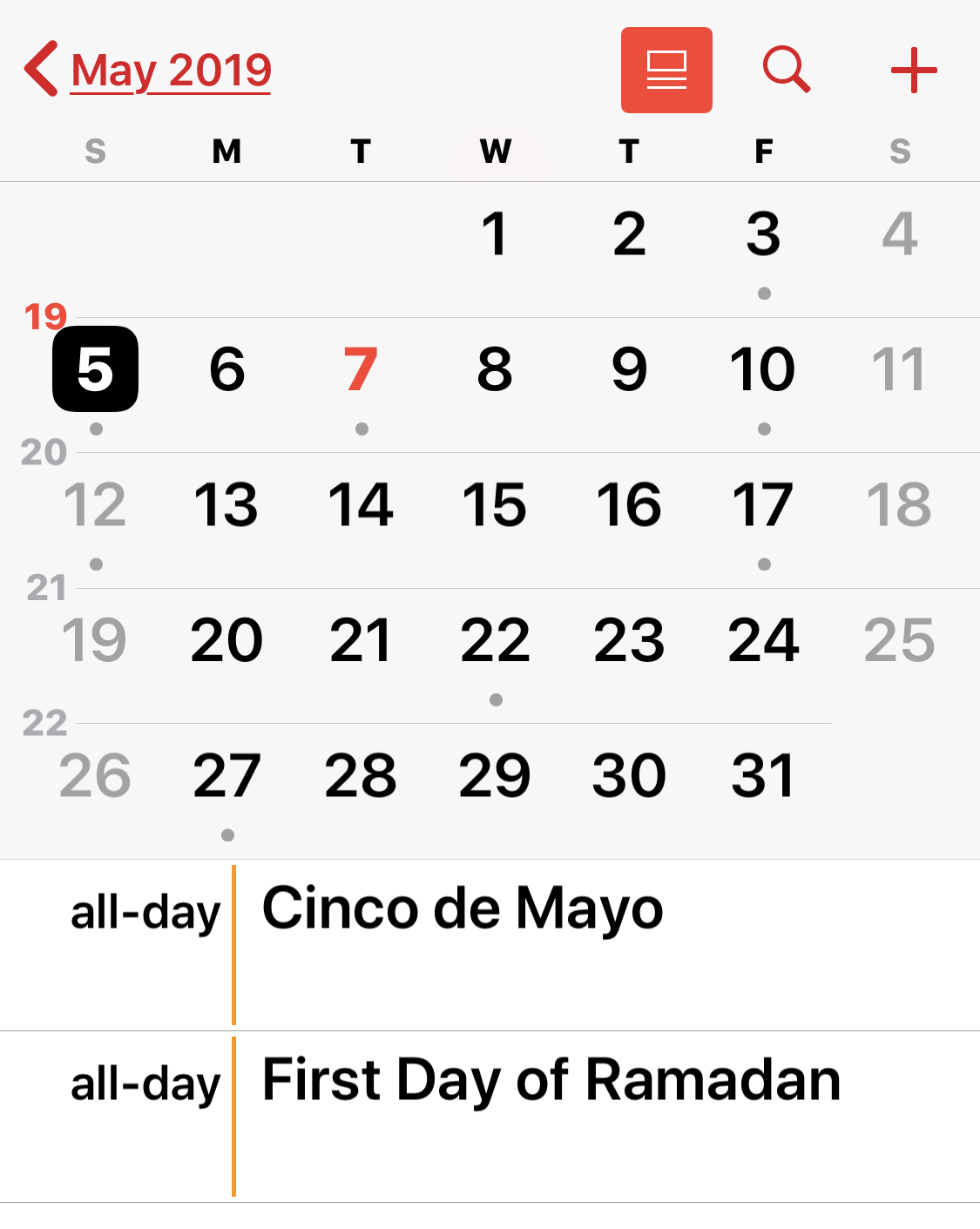 Cómo eliminar las vacaciones del calendario en iPhone y iPad