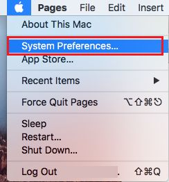 Pantalla de preferencias del sistema en Mac
